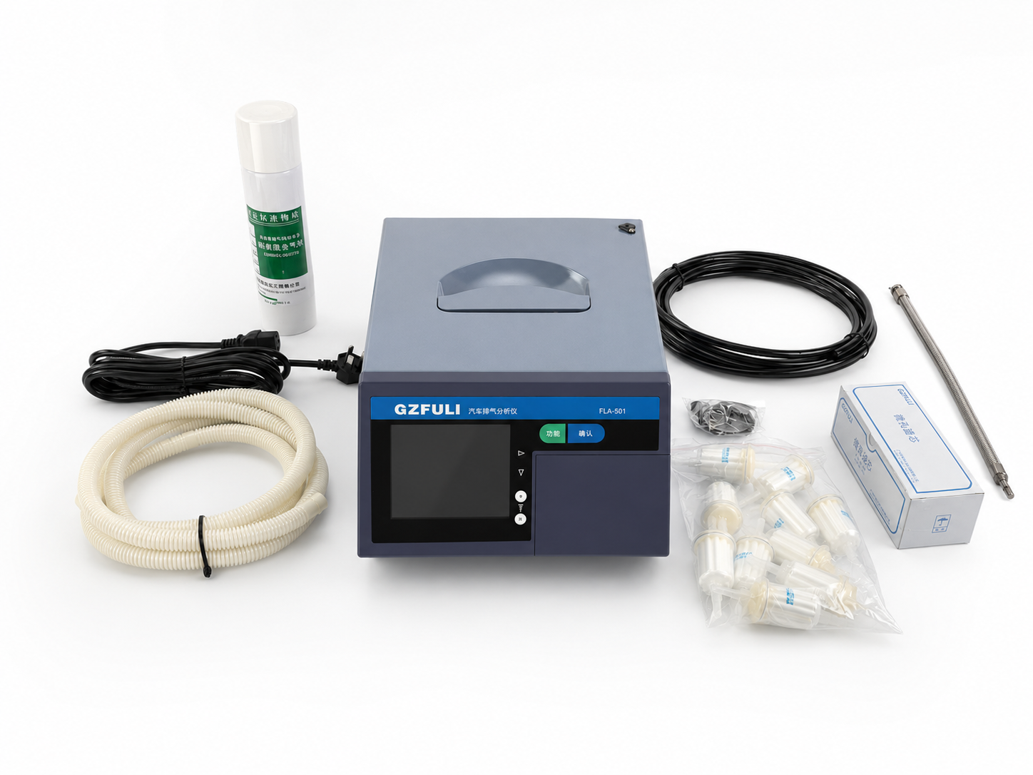 Analizador FLA-501, líneas de muestreo, sonda, filtros y accesorios