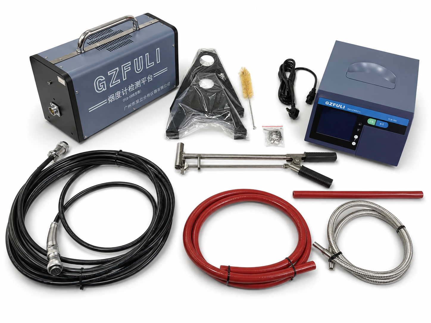 FLB-100 display, measurement platform, sampling lines, probe, brackets and supplied accessories